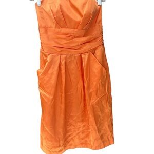 David's Bridal Vibrant Orange Strapless Dress